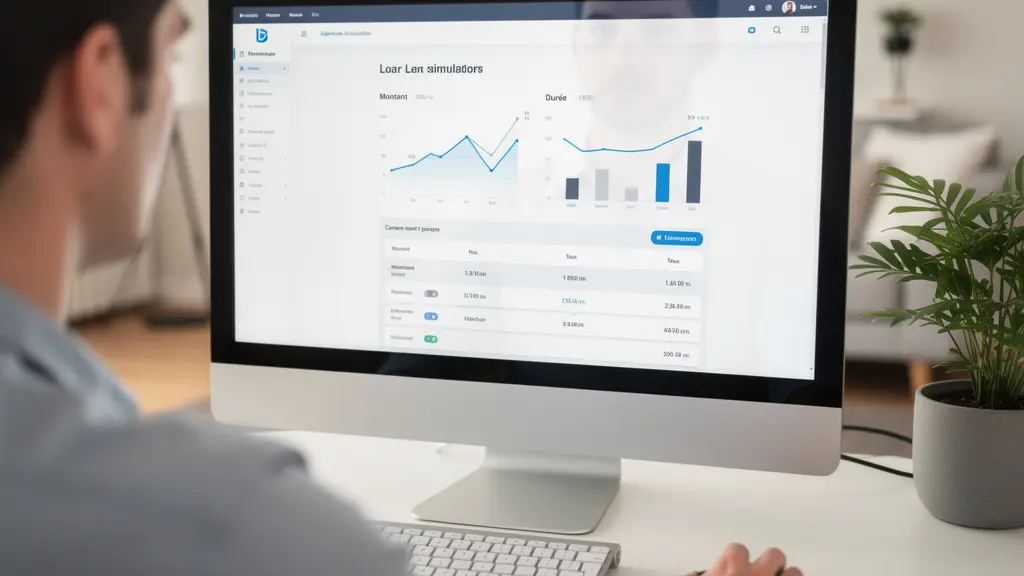 Écran de simulateur de prêt immobilier affichant des graphiques de comparaison de taux